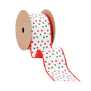 2 1/2" Wired Velvet | Red and Green Polka Dots with Red Backing | 10 Yard Roll