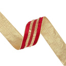 2 1/2" Wired Velvet Ribbon | Red with Gold Fringe | 10 Yard Roll