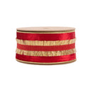2 1/2" Wired Velvet Ribbon | Red with Gold Fringe | 10 Yard Roll