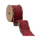 2 1/2" Wired Ultrasuade Velvet | Burgundy w/ Aspen Check Piping and Backing | 10 Yard Roll