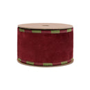 2 1/2" Wired Ultrasuade Velvet | Burgundy w/ Aspen Check Piping and Backing | 10 Yard Roll