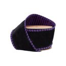 2 1/2" Wired Ribbon Black Velor w/ Purple/Black Striped Piping and Backing | 10 Yard Roll