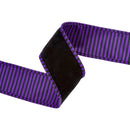 2 1/2" Wired Ribbon Black Velor w/ Purple/Black Striped Piping and Backing | 10 Yard Roll