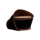 2 1/2" Wired Ribbon Black Velour w/ Orange/Black Striped Piping and Backing | 10 Yard Roll