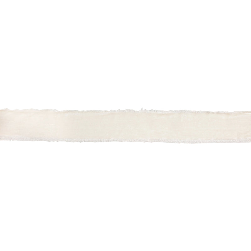 1 1/2" Frayed Velvet | Antique White | 5 Yard Roll