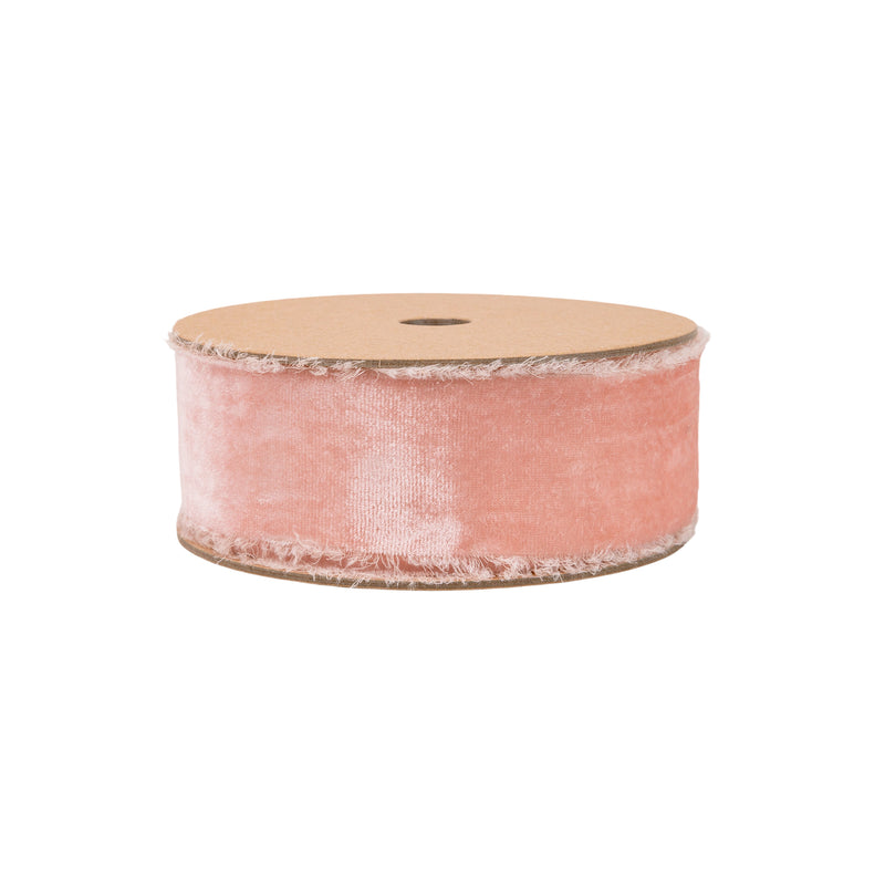 1 1/2" Frayed Velvet | Pink | 5 Yard Roll