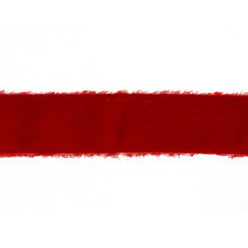 1 1/2" Frayed Edge Velvet Ribbon | Magenta | 5 Yard Roll