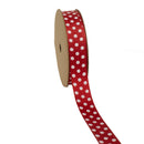 5/8" Confetti Dot Grosgrain Ribbon | Red (250)/White Dot | 25 Yard Roll