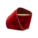 4" Wired Plush Velvet Ribbon | Red w/ Red/Black/Gold Plaid Cording and Backing | 10 Yard Roll