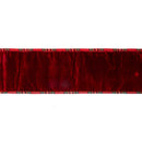 4" Wired Plush Velvet Ribbon | Red w/ Red/Black/Gold Plaid Cording and Backing | 10 Yard Roll