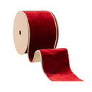 4" Wired Premium Velvet Ribbon | Red w/ Gold Metallic Backing | 10 Yard Roll