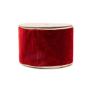 4" Wired Premium Velvet Ribbon | Red w/ Gold Metallic Backing | 10 Yard Roll