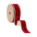 1 1/2" Wired Premium Velvet Ribbon | Red w/ Gold Metallic Backing | 10 Yard Roll
