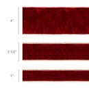 1 1/2" Wired Premium Velvet Ribbon | Red w/ Gold Metallic Backing | 10 Yard Roll