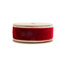 1 1/2" Wired Premium Velvet Ribbon | Red w/ Gold Metallic Backing | 10 Yard Roll