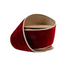 2 1/2" Wired Premium Velvet Ribbon | Red w/ Gold Metallic Backing | 10 Yard Roll