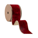 2 1/2" Wired Premium Velvet Ribbon | Red w/ Gold Metallic Backing | 10 Yard Roll