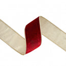 2 1/2" Wired Premium Velvet Ribbon | Red w/ Gold Metallic Backing | 10 Yard Roll