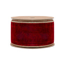 2 1/2" Wired Premium Velvet Ribbon | Red w/ Gold Metallic Backing | 10 Yard Roll