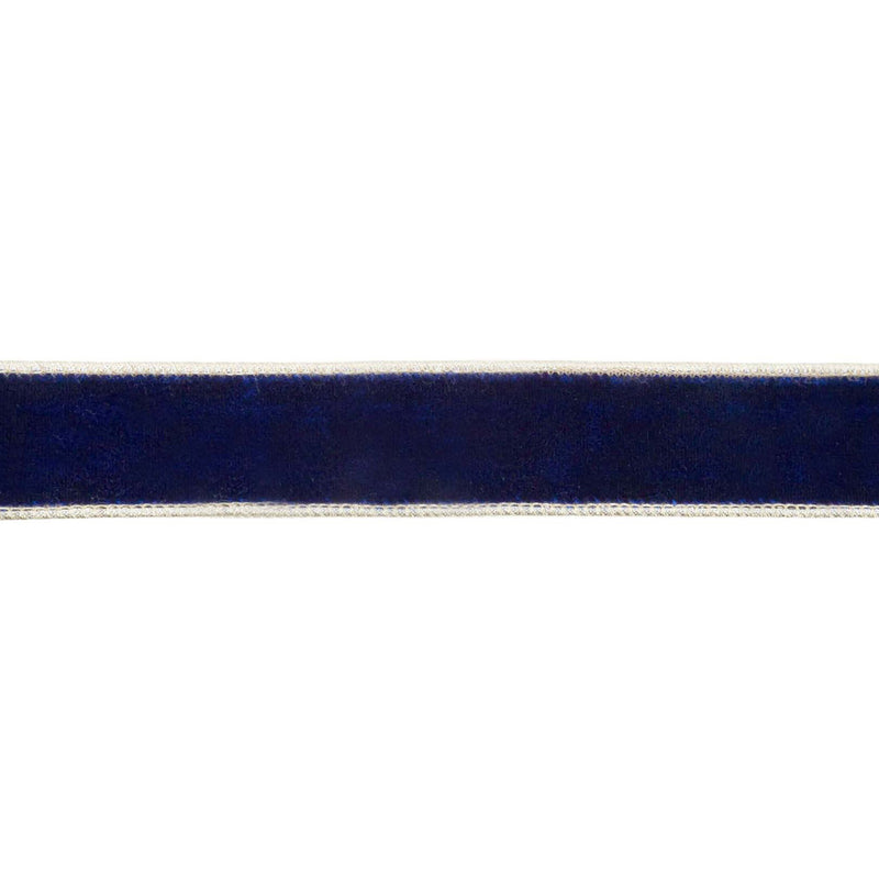 1 1/2" Wired Premium Velvet Ribbon | Royal Blue w/ Gold Dupioni-fused Backing | 10 Yard Roll