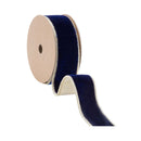 1 1/2" Wired Premium Velvet Ribbon | Royal Blue w/ Gold Dupioni-fused Backing | 10 Yard Roll