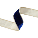 1 1/2" Wired Premium Velvet Ribbon | Royal Blue w/ Gold Dupioni-fused Backing | 10 Yard Roll