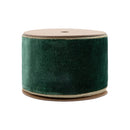 4" Wired Premium Velvet Ribbon | Dark Green w/ Gold Metallic Backing | 10 Yard Roll