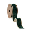 1 1/2" Wired Premium Velvet Ribbon | Dark Green w/ Gold Metallic Backing | 10 Yard Roll