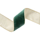 2 1/2" Wired Premium Velvet Ribbon | Dark Green w/ Gold Metallic Backing | 10 Yard Roll