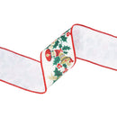 4" Wired Ribbon | Vintage Holly and Bells on Off-White | 10 Yard Roll