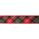 2 1/2" Wired Ribbon | Varsity Plaid Red/Green w/ Red Dupioni-fused Backing | 10 Yard Roll