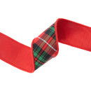 2 1/2" Wired Ribbon | Varsity Plaid Red/Green w/ Red Dupioni-fused Backing | 10 Yard Roll