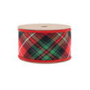 2 1/2" Wired Ribbon | Varsity Plaid Red/Green w/ Red Dupioni-fused Backing | 10 Yard Roll
