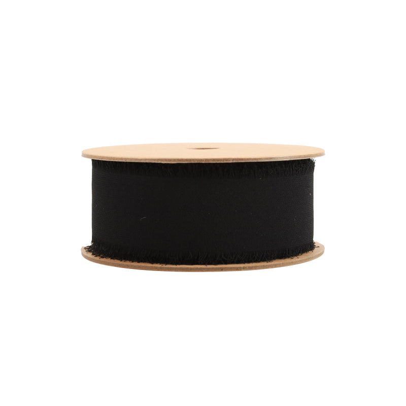 1 1/2" Frayed Edge Chiffon Ribbon | Black | 10 Yard Roll