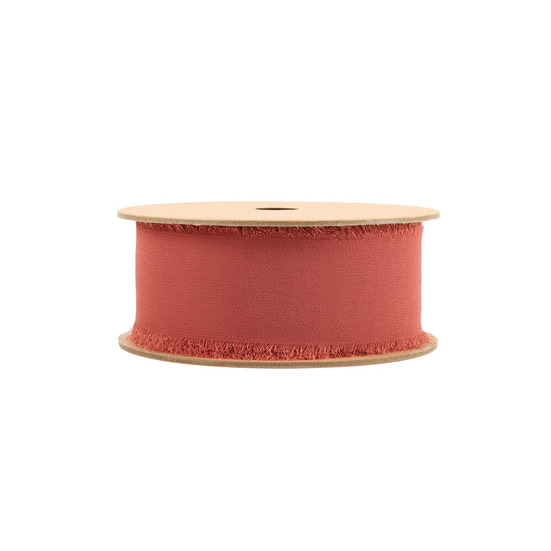 1 1/2" Frayed Edge Chiffon Ribbon | Salmon | 10 Yard Roll