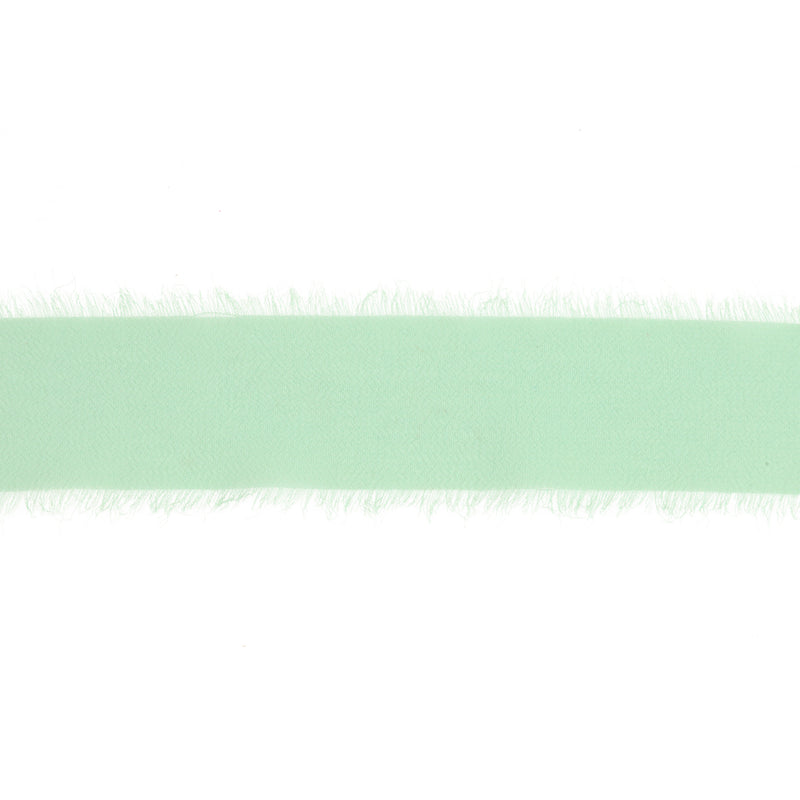 1 1/2" Frayed Edge Chiffon Ribbon | Light Green | 10 Yard Roll