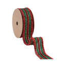 1 1/2" Wired Woven Tinsel Ribbon | Red/Green/Gold | 10 Yard Roll