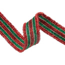 1 1/2" Wired Woven Tinsel Ribbon | Red/Green/Gold | 10 Yard Roll