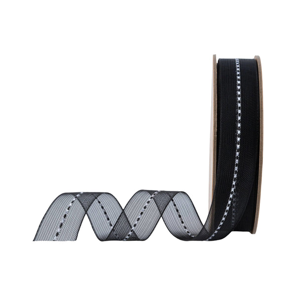 7/8" Sheer Wedding Ribbon | Black | 20 Yard Roll
