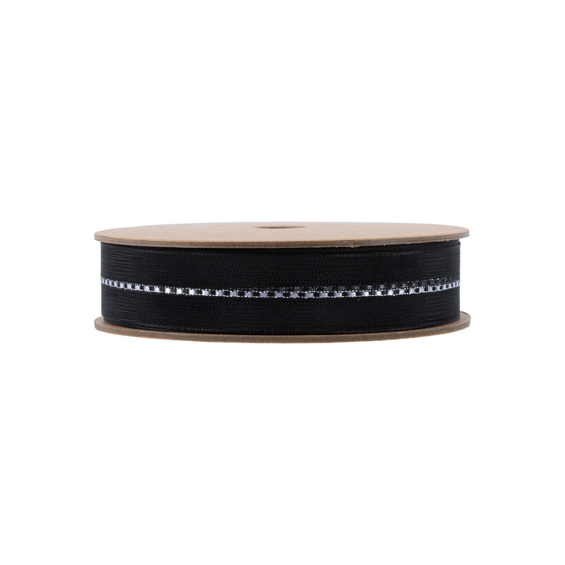 7/8" Sheer Wedding Ribbon | Black | 20 Yard Roll