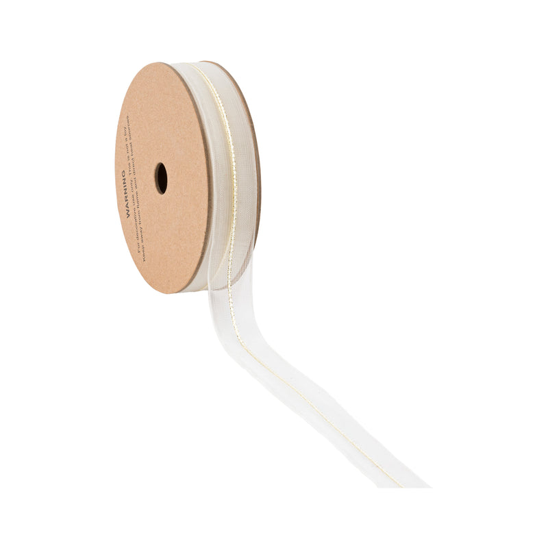 7/8" Sheer Wedding Ribbon | Ivory | 20 Yard Roll