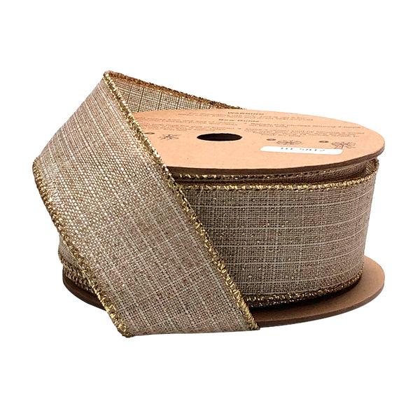1 1/2" Wired Ribbon | "Linen" Natural | 10 Yard Roll