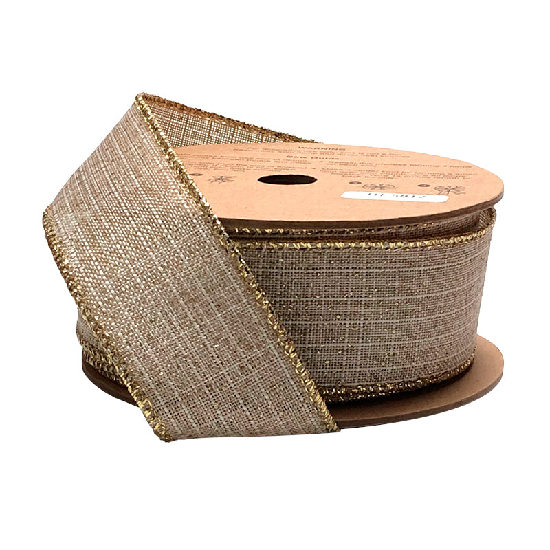 1 1/2" Wired Ribbon | "Linen" Natural | 10 Yard Roll