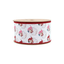 2 1/2" Wired Reversible Dupioni | Santa Face w/ Pink and Red Backing | 10 Yard Roll