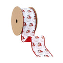 2 1/2" Wired Reversible Dupioni | Santa Face w/ Red and Red Backing | 10 Yard Roll