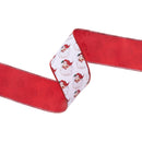 2 1/2" Wired Reversible Dupioni | Santa Face w/ Red and Red Backing | 10 Yard Roll