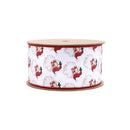 2 1/2" Wired Reversible Dupioni | Santa Face w/ Red and Red Backing | 10 Yard Roll