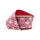 2 1/2" Wired Reversible Dupioni | Santa Face Red and White Stripe | 10 Yard Roll