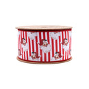 2 1/2" Wired Reversible Dupioni | Santa Face Red and White Stripe | 10 Yard Roll