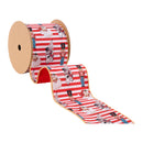 4" Wired Reversible Dupioni | Vintage Toys on Red/White Stripe and Red Backing | 10 Yard Roll